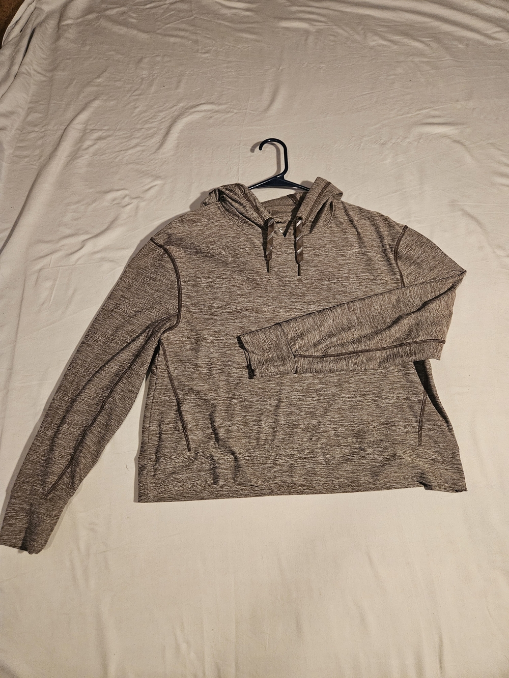 Lightweight Heathered Hooded Pullover - Taupe